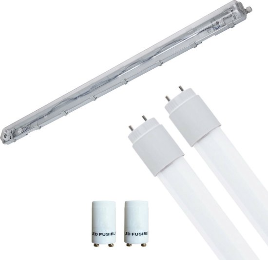 Luminaire Fluorescent LED Etanche avec Tubes T8 - Velvalux Strela - 150cm - Double - Connectable - Etanchéité IP65 - 44W - Wit Naturel 4200K