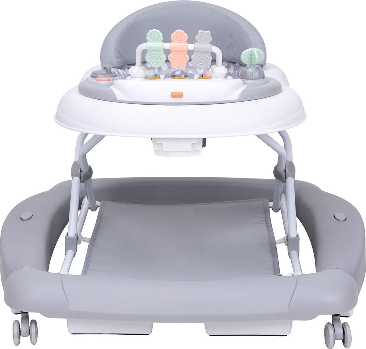 Topmark Jean - loopstoel - Inklapbare Babywalker - Schommelfunctie - Duwfuntie - incl. speelblad - Grijs