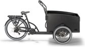 Villette Cargeau elektrische bakfiets met achterwielmotor schijfremmen en huif, zwart/grijs