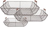 Clayre & Eef Opbergmand Set van 3 40x34x15 / 36x30x14 / 32x26x13 cm Bruin Ijzer Rechthoek Keuken Mandjes