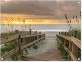 Tuinschilderij Strand - Zee - Duin - Pad - 80x60 cm - Tuinposter - Tuindoek - Buitenposter