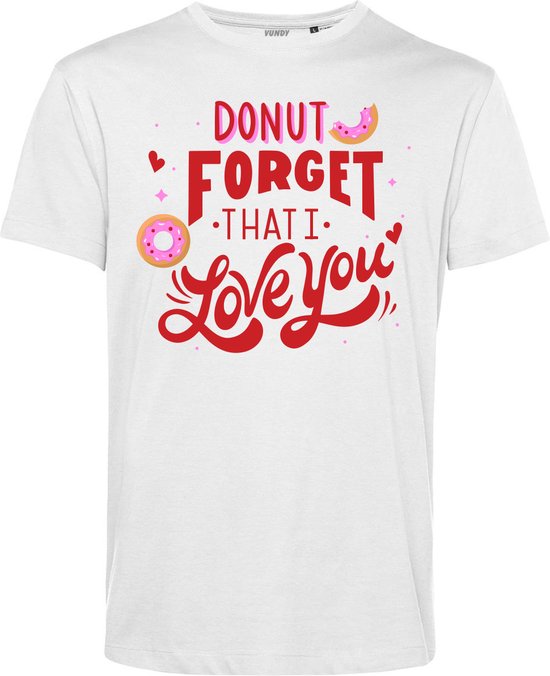 T-shirt Donut Forget That I Love You | Valentijn cadeautje voor hem | Valentijn | Valentijnsdag voor mannen | Wit | maat S