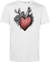 T-shirt Cactus Heart | Valentijn cadeautje voor hem | Valentijn | Valentijnsdag voor mannen | Wit | maat L