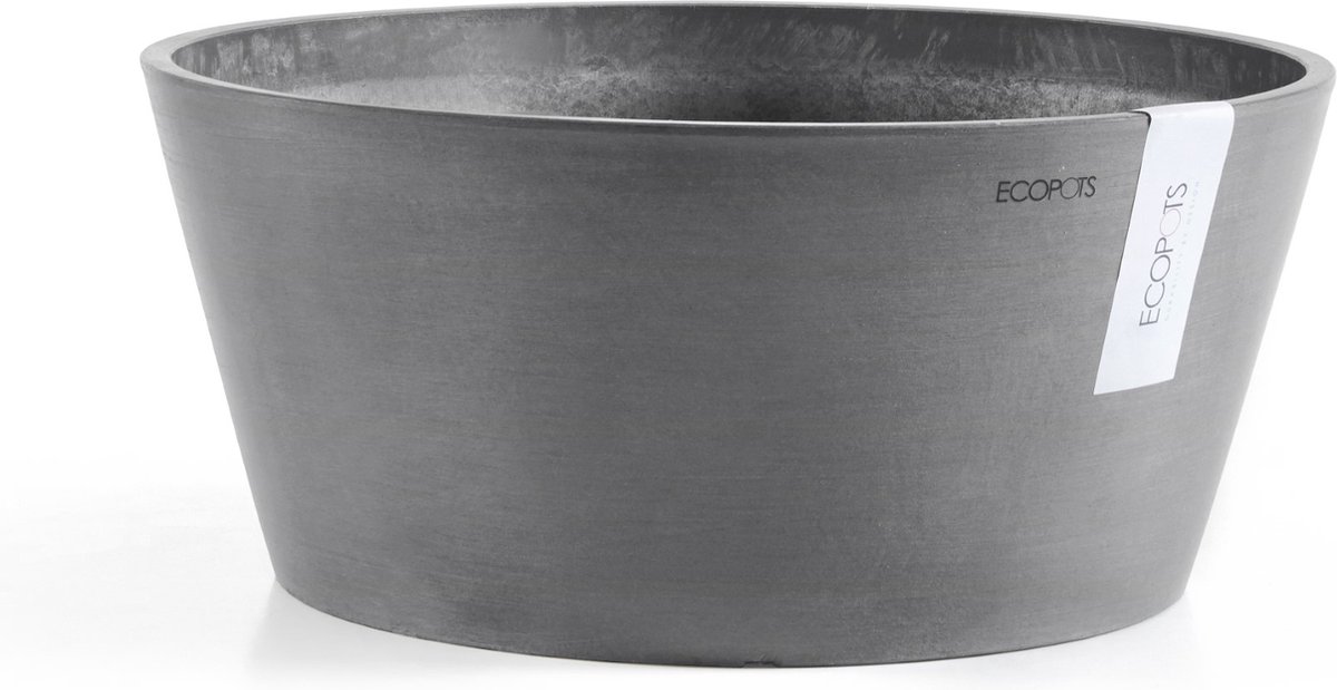 Ecopots Frankfurt 40 - Grey - Ø41 x H17,8 cm - Ronde grijze bloempot