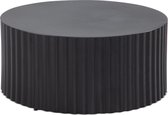 salontafel 67x67x31 cm metaal zwarte salontafel rond | Design woonkamertafel met golfmotief | Salontafelijzer in lattenlook | Kleine tafel bijzettafel woonkamer modern