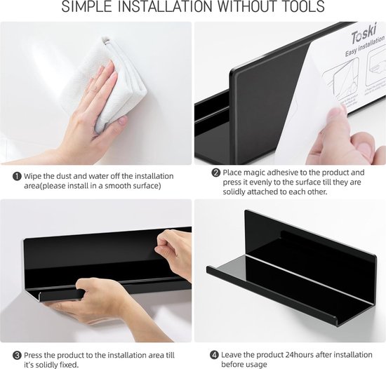 Gecheer Zwevende planken, wandrek, houten wandplanken met 8 vakken, voor slaapkamer, keuken, woonkamer, kantoor, wit