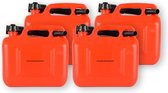 Set van 4 Robuuste Jerrycans 5 Liter elk in Rood - Geschikt voor Auto & Motor - Ideaal voor Diverse Toepassingen - Inclusief Het Opslaan Van Benzine