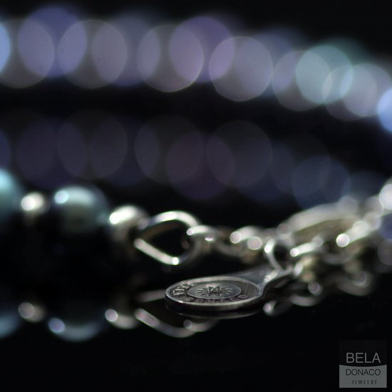 Bela Donaco Collier de perles Supreme Classic B6 - Perles noires - Argent sterling - Homme