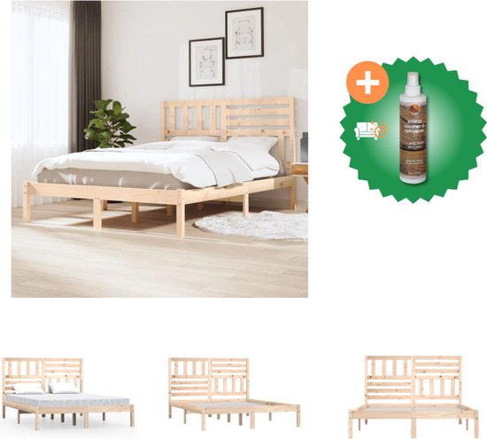 vidaXL Bedframe massief grenenhout 140x200 cm - Bed - Inclusief Houtreiniger en verfrisser
