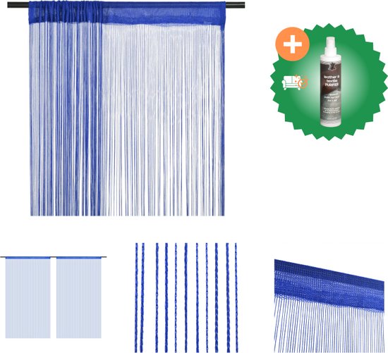vidaXL Draadgordijnen 100x250 cm blauw 2 st - Gordijn - Inclusief Reiniger