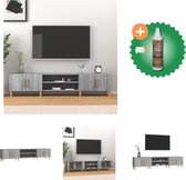 vidaXL Tv-meubel 180x31-5x40 cm bewerkt hout grijs sonoma eikenkleurig - Kast - Inclusief Houtreiniger en verfrisser
