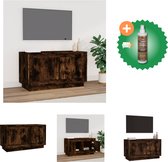 vidaXL Tv-meubel 80x35x45 cm bewerkt hout gerookt eikenkleurig - Kast - Inclusief Houtreiniger en verfrisser