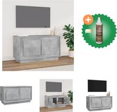 vidaXL Tv-meubel 80x35x45 cm bewerkt hout betongrijs - Kast - Inclusief Houtreiniger en verfrisser