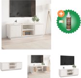 vidaXL Tv-meubel 110x35x40-5 cm massief grenenhout wit - Kast - Inclusief Houtreiniger en verfrisser