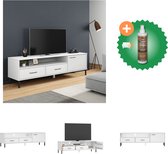 vidaXL Tv-meubel met metalen poten OSLO massief grenenhout wit - Kast - Inclusief Houtreiniger en verfrisser