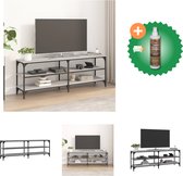 vidaXL Tv-meubel 140x30x50 cm bewerkt hout grijs sonoma eikenkleurig - Kast - Inclusief Houtreiniger en verfrisser