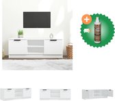 vidaXL Tv-meubel 102x35x36-5 cm bewerkt hout wit - Kast - Inclusief Houtreiniger en verfrisser