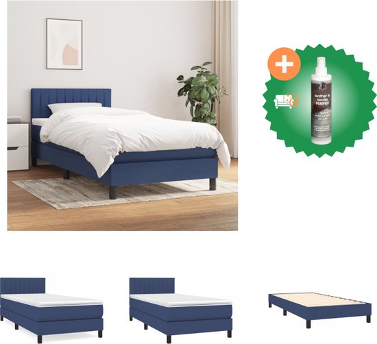 vidaXL Boxspring met matras stof blauw 100x200 cm - Bed - Inclusief Reiniger