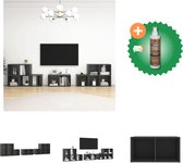 vidaXL 8-delige Tv-meubelset spaanplaat grijs - Kast - Inclusief Houtreiniger en verfrisser