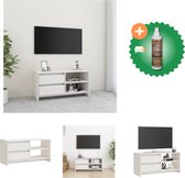 vidaXL Tv-meubel 80x31x39 cm massief grenenhout wit - Kast - Inclusief Houtreiniger en verfrisser