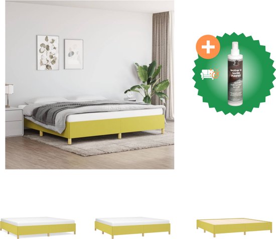 vidaXL Bedframe stof groen 200x200 cm - Bed - Inclusief Reiniger