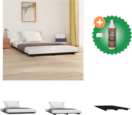vidaXL Bedframe massief grenenhout zwart 150x200 cm - Bed - Inclusief Houtreiniger en verfrisser