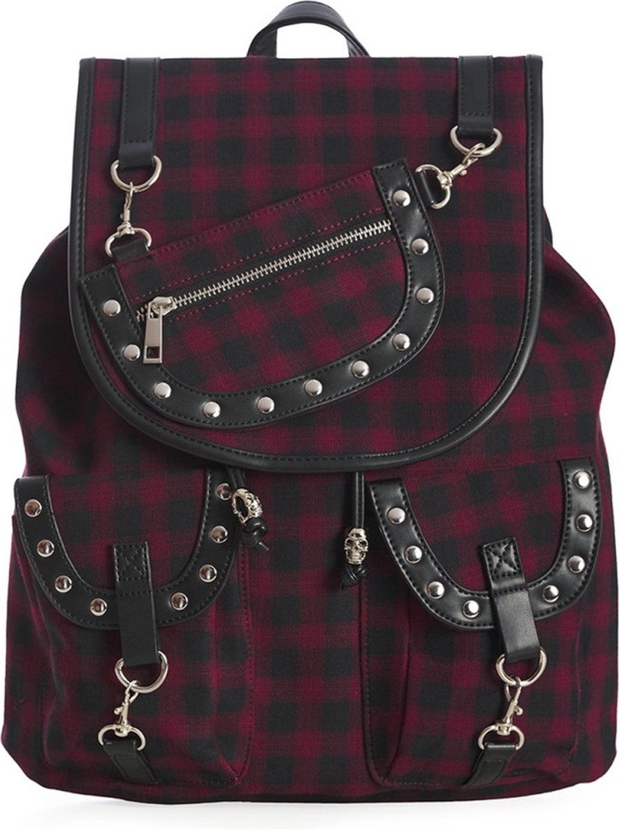 Banned Yamy Tartan rugzak burgundy - (bxhxd) ca. 38cm x 39cm x 13xm