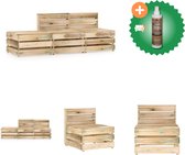 vidaXL 3 delige Loungeset groen geïmpregneerd grenenhout Tuinset Inclusief Houtreiniger en verfrisser