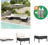 vidaXL 6 delige Loungeset met kussens poly rattan zwart Tuinset Inclusief Onderhoudsset