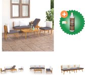 vidaXL Ensemble de salon 4 pièces avec coussins Ensemble de jardin en bois d'acacia massif comprenant un nettoyant et un assainisseur pour bois