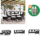 vidaXL 5 delige Loungeset met kussens L vormig poly rattan zwart Tuinset Inclusief Onderhoudsset