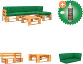 vidaXL 4 delige Loungeset pallet honingbruin geïmpregneerd grenenhout Tuinset Inclusief Houtreiniger en verfrisser