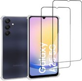 Geschikt voor Samsung Galaxy A25 - Hoesje + 2x Screenprotector – Full Cover Gehard Glas + Shock Proof Case – Transparant