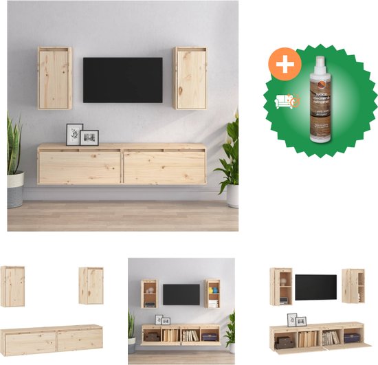 vidaXL Tv-meubelen 4 st massief grenenhout - Kast - Inclusief Houtreiniger en verfrisser