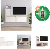 vidaXL Tv-meubelen 3 st massief grenenhout wit - Kast - Inclusief Houtreiniger en verfrisser