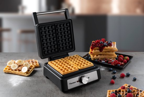 Bestron Wafelijzer - AWM100BL - 1600W - 2 wafels - Anti aanbaklaag - Zilver/Zwart - 5 jaar garantie — afbeelding 4