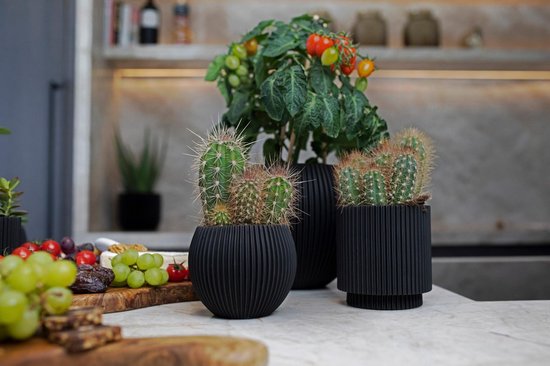 Capi Europe - Bloempot bol Groove Black & Gold - 24x21 - Goud - Opening Ø20.9 - Bloempot voor binnen - 5 jaar garantie - BGVGB134