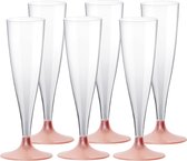 Flûtes à champagne Santex - 20x - plastique - 140 ml - or rose - réutilisables