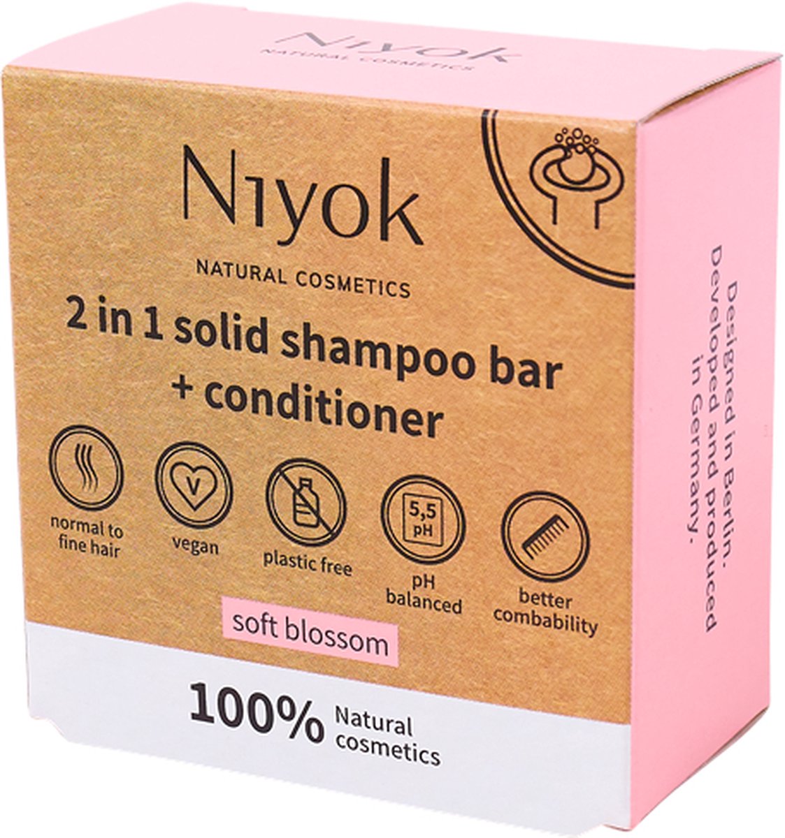 Niyok Soft Blossom Shampoo - Conditioner Bar - 2-in-1 - 80G - Veganistisch - Plasticvrij - Blossom Glamour