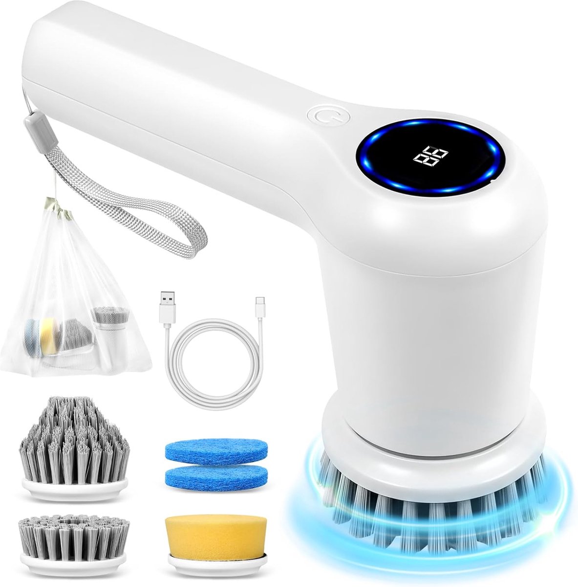Goedkoopste Elektrische schoonmaakborstel - Elektrische schrobborstel - Reinigingsborstel - Scrubber - Oplaadbaar - Diverse opzetstukken - IPX7 Waterproof