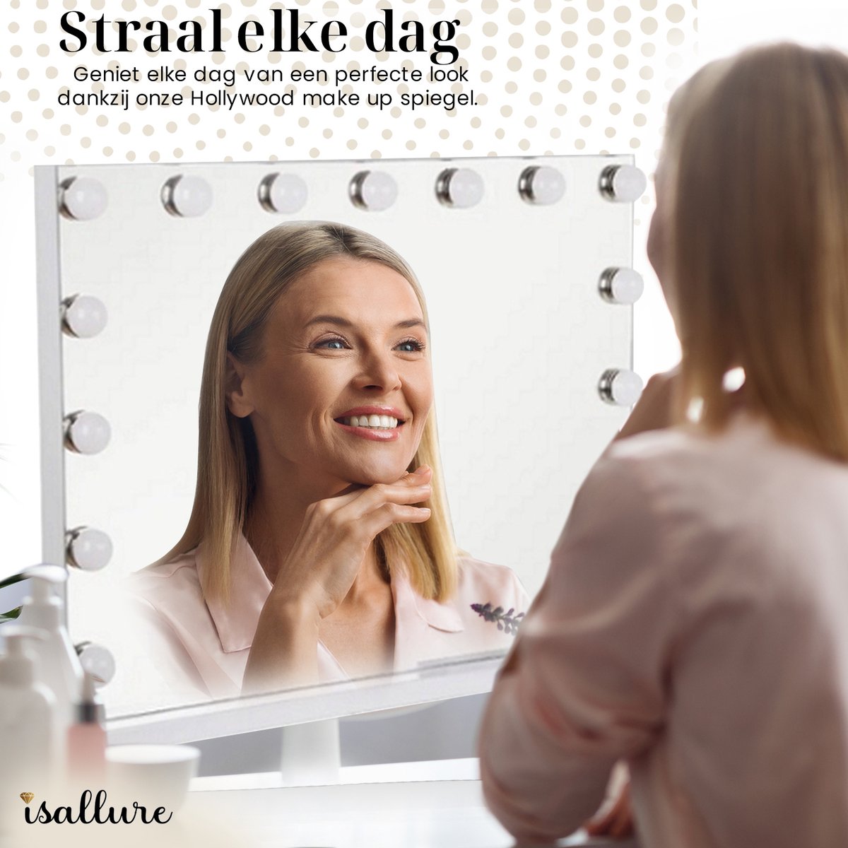 SB LXRY® - Hollywood Spiegel - Visagie Spiegel - Spiegel Met Verlichting   Make Up Spiegel   Spiegel   Theater Spiegel   Zilver