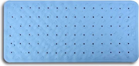 Douchemat Blauw Antislip | Rubberen Badmat | Antibacterieel en Wasbaar | Zacht en Comfortabel | Veilig voor kinderen | Met Sterke Zuignappen en Antislip Noppen | 36x76 cm
