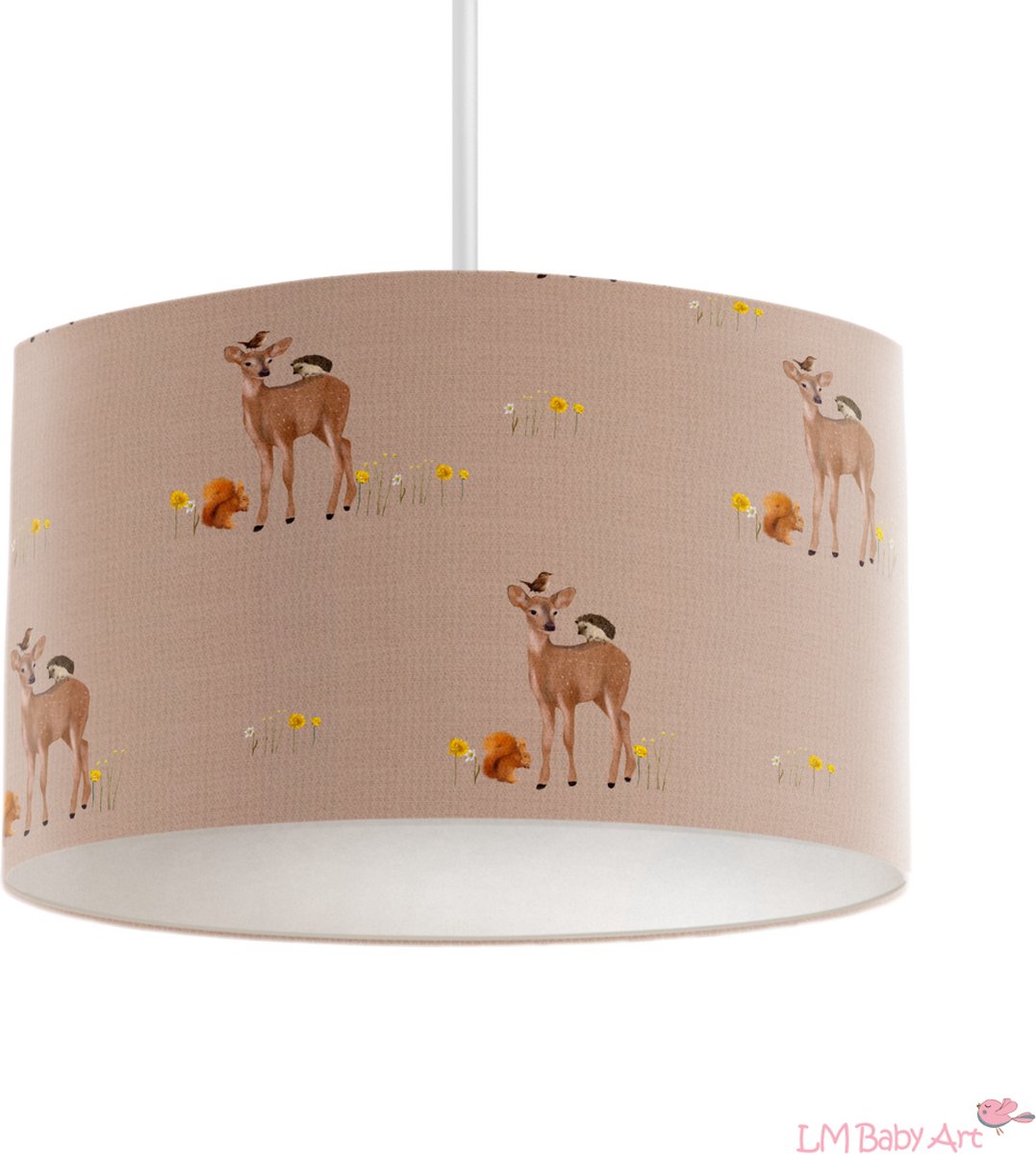 LM Baby Art | Hanglamp bosdieren | Inclusief witte pendel | Bosdieren verlichting kinderkamer | 24cm hoog