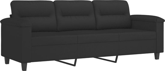 vidaXL - Driezitsbank - 180 - cm - microvezelstof - zwart