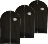 Reis kledinghoes met rits - 3x - zwart - kunststof - 100 x 60 cm - kleding netjes houden - beschermhoes