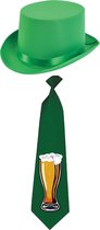 St. Patricks Day verkleed hoed en stropdas - groen - volwassenen - carnaval