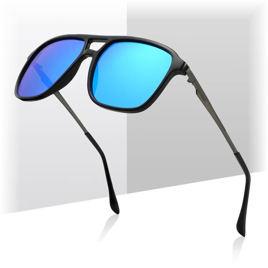 Fako Sunglasses® - Zonnebril Vierkant - Polariserend - Polarized Zonnebril - Heren Zonnebril - Dames Zonnebril - Model Jack - Blauw van Fako Sunglasses® — afbeelding 4