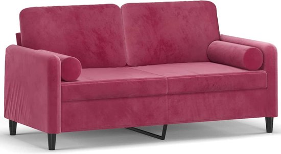 vidaXL - Tweezitsbank - met - sierkussens - 140 - cm - fluweel - wijnrood
