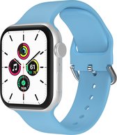 Bandje geschikt voor Apple Watch 42/44MM - Geschikt voor Series 1/2/3/4/5/6/7/8/9/SE/Ultra 1&2 - Maat L - Horlogebandje - Siliconen - Lichtblauw