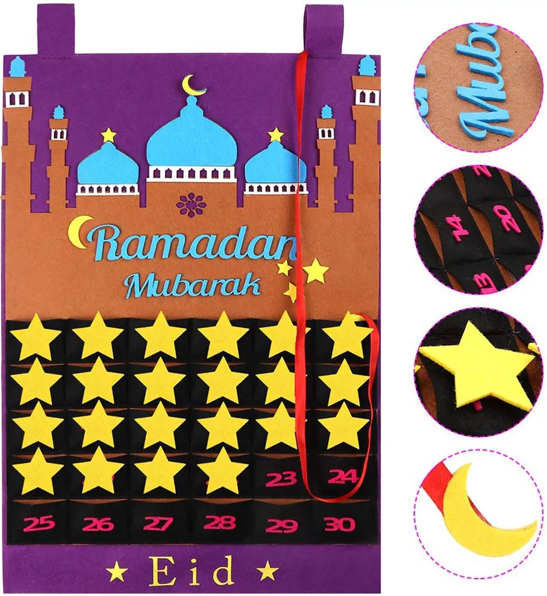 Raadan-kalender, Eid ubarak-decoratie, doe-het-zelf raadan kalender